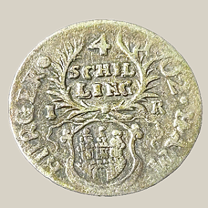 Moeda de prata, 4 Schilling (1702 IR) – Leopoldo I – Cidade Livre Hanseática de Hamburgo