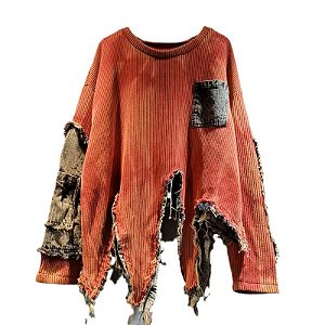 Pulôver Feminino De Manga Comprida Irregular Retalhos Retro