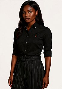 POLO RALPH LAUREN Camisa de manga longa - Blusa com botões e logo no peito - preta