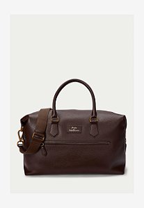 Bolsa Masculina de Couro Pebbled Duffel Polo Ralph Lauren - Preta