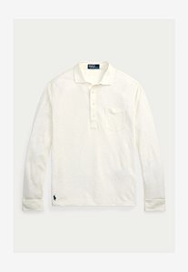 Polo Ralph Lauren Camisa Polo de Linho em Malha Branca Lavada