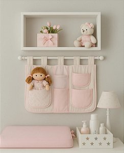Nicho com Varão para quarto de bebê - Em Madeira - Decore o Quarto do Bebê - Branco