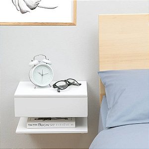 Mesa de Cabeceira Suspensa Branca para Livros - 100% MDF 18mm