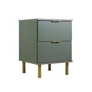 Mesa de Cabeceira 2 Gavetas Verde Oliva