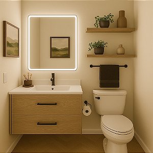 Gabinete para Banheiro com Gaveta e Porta Basculante – Suspenso, em MDF, com Design Contemporâneo | Personalizável e Enviado Montado