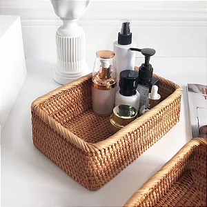 Cesta de Vime Tecido à Mão Multiuso