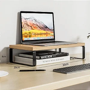 Suporte para monitor em madeira madeira e metal