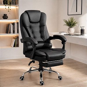 Cadeira Presidente Ergonômica Reclinável com Apoio para Pernas e Regulagem de Altura