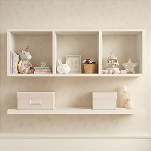 Conjunto Nicho e Prateleira Infantil 100% MDF 18mm – Quarto de Bebê ou Criança