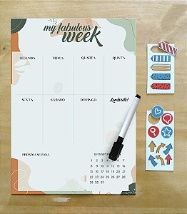 Planner Semanal Magnético + Caneta Escreve e Apaga - Verão