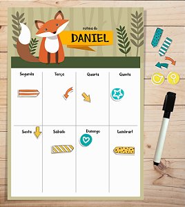 Planner Semanal Magnético + Caneta Escreve e Apaga - Raposa