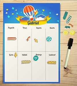 Planner Semanal Magnético + Caneta Escreve e Apaga - Balão e Pipa