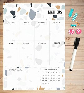 Planner Semanal Magnético + Caneta Escreve e Apaga - Pedras