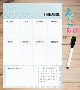Planner Semanal Magnético + Caneta Escreve e Apaga - Triângulos