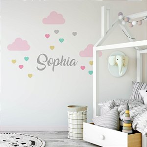 Adesivos Chuva de Amor + Nome (28 adesivos)