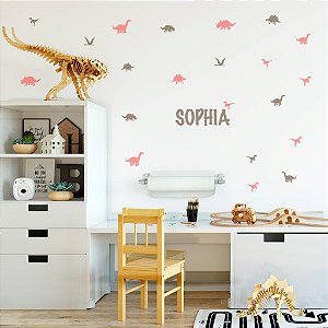 Kit Adesivos de Parede -  Dinossauro + Nome Personalizado