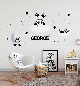 Kit Adesivo de Parede Personalizado - Urso Panda
