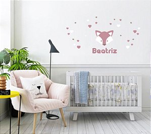 Kit Adesivos Decorativos - Raposa, Nome e Corações