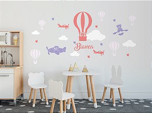 Kit Adesivos Decorativos - Urso Baloeiro e Aviador