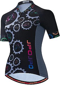 Weimostar Camisa de ciclismo feminina de manga curta