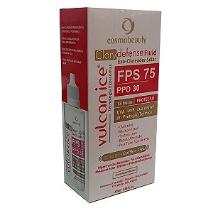 Protetor Solar FPS 75 Vulcan Ice Clarydefense Fluid Clareador