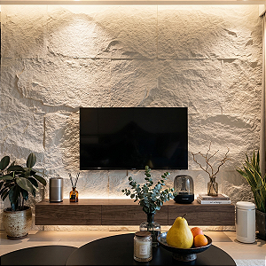 Revestimento Pedra Leve Bege Texturizada Interno/Externo