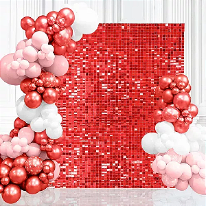 Placa painel shimmer wall muro lantejoula Vermelho