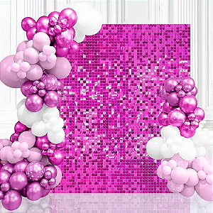 Placa painel shimmer wall muro lantejoula Rosa