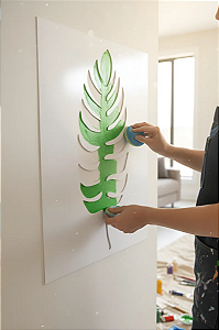 STENCIL FOLHA TROPICAL 48X25 CM