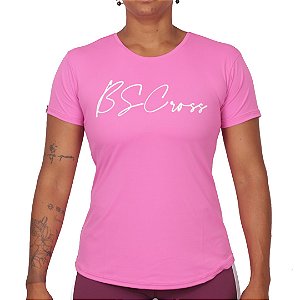 Camiseta fem. Signature branco BSCross - Rosa