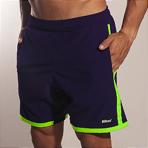 Short masc. Essential BSCross - Marinho / Verde Neon