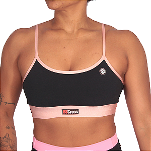 Top BSCross c/  Faixa Dual Color - Preto / Rosa C.