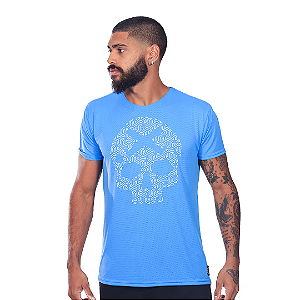 Camiseta Mas. Geometric Skull - Azul