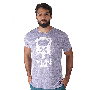 Camiseta Mas. Kettlebell Skull - Cinza