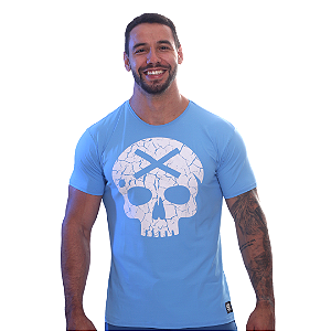 Camiseta Mas. Caveira - Azul / Branco