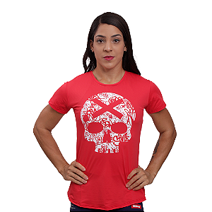 Camiseta fem. Caveira - Vermelho