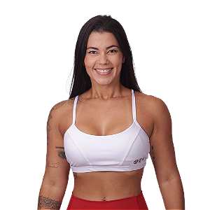 Top Fem  c/ recorte costa e Alças - Branco/Vermelho