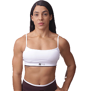 Top básico BSCross Com Barra Contrastante  - Branco/Marron