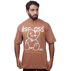 Camiseta Mas. Big Oversized BS Bear Color - Castanho