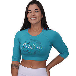 Cropped Raglan  Manga 3/4 - Verde Piscina
