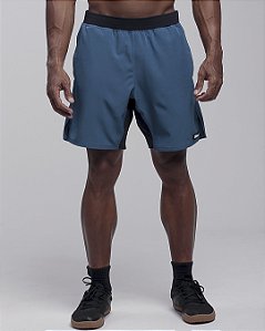 Short Masc Tactel Cos Estreito - Azul Petroleo