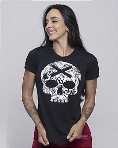 Camiseta Fem Bs Skull Graphite - Preto