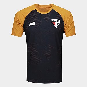 CAMISA NEW BALANCE SÃO PAULO TREINO PRETO AMARELO 26-27