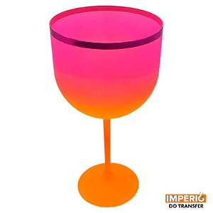 Taça gin summer laranja rosa borda rosa