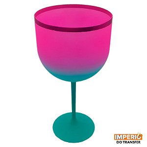 Taça gin summer thifany rosa com borda rosa