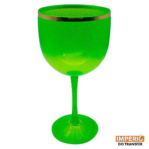 Taça gin glitter verde neon com borda