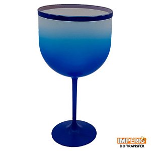 Taça gin fosca azul bic borda azul