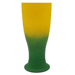Taça tulipa verde amarelo