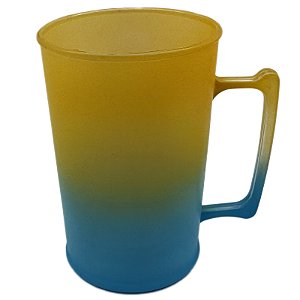 Caneca chopp azul tiffany /amarelo 450 ml