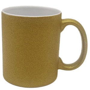 Caneca Glitter Dourada (Porcelana 325ml P/ Sublimação)